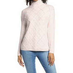 Caslon Women's Cowl Neck Pointelle Sweater Size L